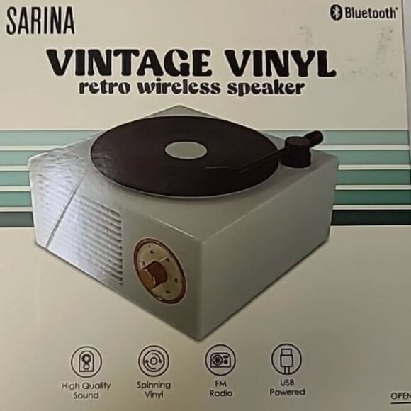 NEW IN BOX Sarina Vintage Vinyl Retro Wireless Portable Bluetooth Speaker Pink - Picture 8 of 8